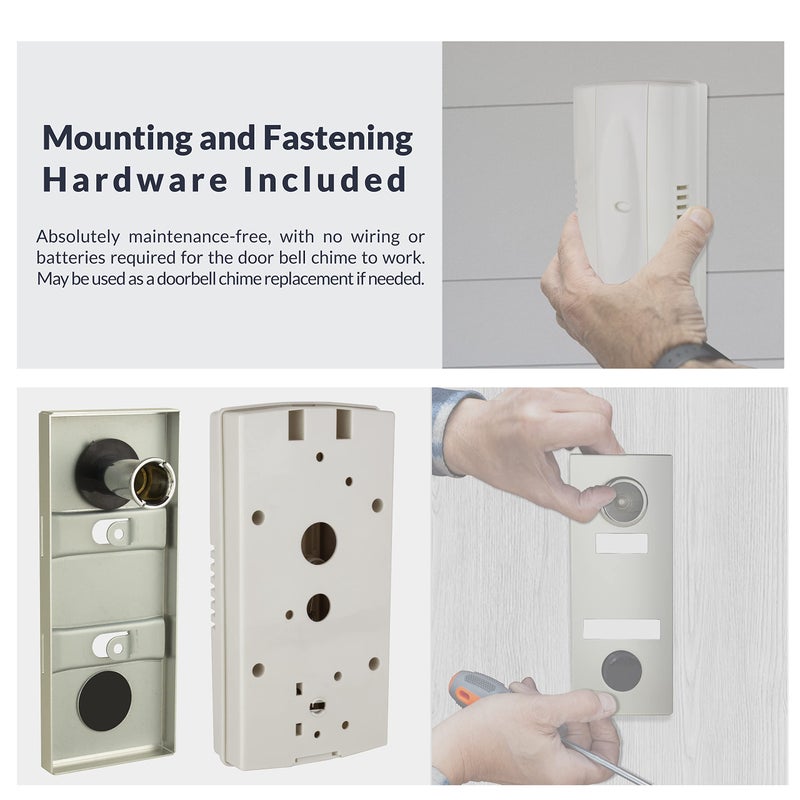 Newhouse Hardware 2-Note Mechanical Door Bell Chime and Door Button with Viewer, Silver - Image 5
